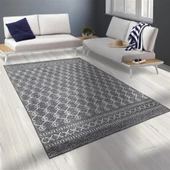 Modern Şönil Dokuma İskandinav Örgü desenli koyu Gri Halı - 1
