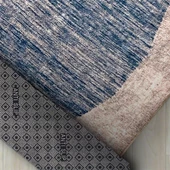 Modern Abstrak geometri desenli Mavi Bej Halı Kaymaz Taban Makinada Yıkanabilir - 2