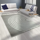 Modern Şönil Dokuma Taban Geometrik desenli Krem Beyaz Halı - 1