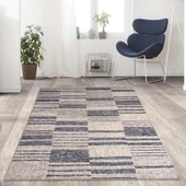 Çizgi tarama Modern desenli Gri Bej Halı Kaymaz Taban Makinada Yıkanabilir - 1