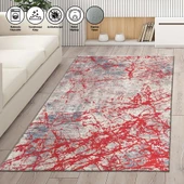 Modern Abstrak Çizgi karma desenli Salon Oda Mutfak Halısı Kırmızı Halı Kaymaz Yıkanabilir - 1
