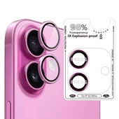 Bİ METAL RİNG IPHONE 16/16 PLUS PEMBE KAMERA KORUYUCU - 1
