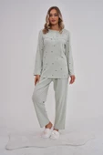 Mecit 6150 Bayan Yeşil Yüzde Yüz Pamuk Büyük Beden Pijama Takımı thumbnail 1