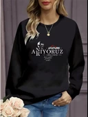 Kadın Uzun Kollu 10 Kasım Atatürkü Anma Gününe Özel Viskon İki İplik Kumaş Sweat - 1