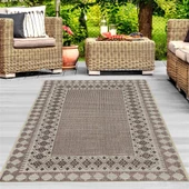 Dış Mekan Jüt Hasır Halı Dokuma Taban kilim desenli Krem Bej - 1