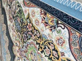 Bambu Halı Salon Halısı Post Pelüş Halı Klasik desenli Siyah Mavi Halı - 4