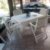 Antalya Kolçaklı Katlanır Sandalye BEYAZ - Ahşap Bahçe Balkon Sandalyesi (London Chair) - 5