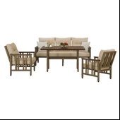 Çamlıca Alüminyum Bahçe Koltuğu -Ahşap Desenli Tekli Koltuk, Minderli - 3