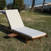 Riva Kademeli Ahşap Şezlong - Kendinden Sehpalı, 5cm Minderli -Bahçe, Kumsal - 1