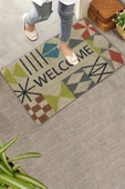 Valerine Life Rustik Geometrik Üçgen Çizgi Desenli Welcome Hoş Geldiniz Kapı Önü Paspası 45x70cm thumbnail 2