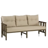 Çamlıca Alüminyum Bahçe Koltuğu -Ahşap Desenli Üçlü Koltuk, Minderli - 1