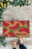 Valerine Life Karpuz Dilimi Desenli Kırmızı Welcome Hoş Geldiniz Kapı Önü Paspası 45x70cm thumbnail 2