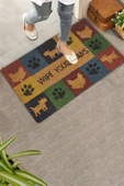 Valerine Life Patilerinizi Silin Kedi Köpek İkonlu Welcome Hoş Geldiniz Kapı Önü Paspası 45x70cm thumbnail 1