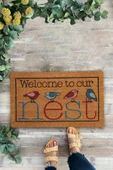 Valerine Life Yuvamıza Hoş Geldiniz Kuşlar Temalı Welcome Kapı Önü Paspası 45x70cm - 1