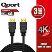 QPORT Q-HDMI32 HDMI 2.0 V ALTIN UÇLU KABLO 3 MT - 2