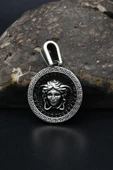 Kolye Ucu Medusa Figürlü Grek Desenli 925 Ayar Gümüş 901331 - 1