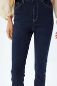 Koton Yüksek Bel Kot Pantolon Düğmeli Dar Kalıp - Skinny Push Up Fit Jean - 5