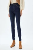 Koton Yüksek Bel Kot Pantolon Düğmeli Dar Kalıp - Skinny Push Up Fit Jean - 3