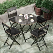 Eportatif 4 Kişilik Minderli Yuvarlak Bistro Takım Bahçe Mutfak Masa Sandalye Füme 1505 - 2