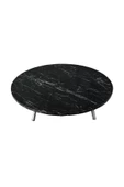 Home KATLANABİLİR METAL AYAKLI AHŞAP YER SOFRASI TEPSİ SİNİ SİYAH MERMER DESEN 100 CM - 1