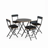 Eportatif 4 Kişilik Minderli Yuvarlak Bistro Takım Bahçe Mutfak Masa Sandalye Füme 1505 - 3