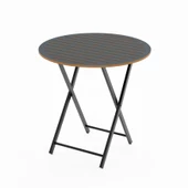 Eportatif 4 Kişilik Minderli Yuvarlak Bistro Takım Bahçe Mutfak Masa Sandalye Füme 1505 - 5