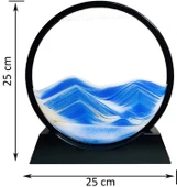 Doğal Manzara Temalı Dekoratif Kum Saati Mavi 25x25 cm Dekoratif Stres Azaltıcı - 4