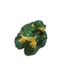 Anne Yavru Kurbağa Biblo Heykel Hediyelik Dekoratif Ürün Vitrin Masa Süsü Ev Hediyesi Siyah 21cm - 2