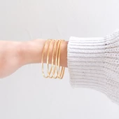 22 Ayar Altın Kaplama Çelik Kadın Ajda Bilezik - 5 adet BSET-118 - 2