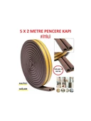 Kahverengi Pencere Fitili 10 metre Yapışkanlı Pimapen Kapı Fitili Cam Bandı Pencere Yalıtım Süngeri thumbnail 2