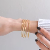 4 Adet 22 Ayar Altın Kaplama Çelik Kadın Ajda Bilezik - BSET-117 - 3