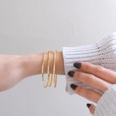 3 Adet 22 Ayar Altın Kaplama Çelik Kadın Ajda Bilezik - BSET-116 - 3