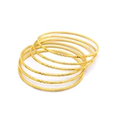 6 Adet 22 Ayar Altın Kaplama Çelik Desenli Ajda Bilezik - BSET-123 - 1