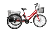BİSAN e-PORTER ÜÇ TEKERLİ ELEKTRİKLİ BİSİKLET 44CM V 24 JANT 3 VİTES BAYRAK KIRMIZI BEYAZ - 1