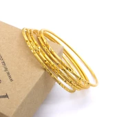 5 Adet 22 Ayar Altın Kaplama Çelik Desenli Ajda Bilezik - BSET-122 - 3