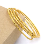 4 Adet 22 Ayar Altın Kaplama Çelik Desenli Ajda Bilezik - BSET-121 - 3