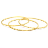 3 Adet 22 Ayar Altın Kaplama Çelik Desenli Ajda Bilezik - BSET-120 - 1