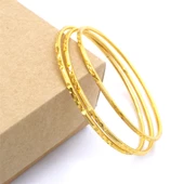 3 Adet 22 Ayar Altın Kaplama Çelik Desenli Ajda Bilezik - BSET-120 - 3