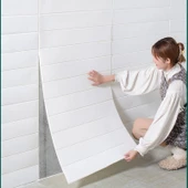 Renkli Duvarlar 3D Lambiri Tahta Model 70x500cm Kendinden Yapışkanlı Duvar Kağıdı Esnek Köpük Panel NW43 70X500CM - 2