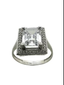 Büyük Baget Taşlı Beyaz Altın 14 Ayar Yüzük - 3