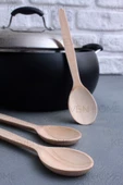 Askıcı 29 cm Uzun Tahta Kaşık Yemek Kaşığı - 4