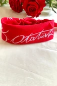 alsaccessories Atatürk Imzalı Büyük Boy Kırmızı Renk Unisex %100 Cotton Bandana Fular - 3