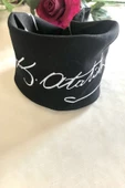 alsaccessories Atatürk Imzalı Siyah Renk Unisex %100 Cotton Bandana Fular - 3