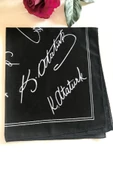 alsaccessories Atatürk Imzalı Siyah Renk Unisex %100 Cotton Bandana Fular - 4
