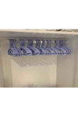 Askıcı Bebek Çocuk Elbise Askısı 12 Adet Bebek Askısı Çocuk Kıyafet Askısı Doğa Mavi Fiyonk Askı - 4