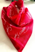 alsaccessories Atatürk Kırmızı Renk Imzalı %100 Cotton Bandana Fular - 1