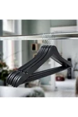 MURAT PLASTİK 12 Adet Siyah Ahşap Görünümlü Plastik Elbise Askısı thumbnail 2