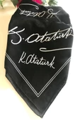 alsaccessories Atatürk Imzalı Siyah Renk Unisex %100 Cotton Bandana Fular - 2
