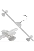 Askıcı Mandallı Askı Beyaz 20 Adet Çocuk Askısı Pantolon Ve Etek Askısı Bebek 28 Cm - 1