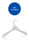 Askıcı Kadın Ceket Gömlek Askısı 10 Adet Beyaz Renk Plastik Askı Soft Touch Kaplama - 3